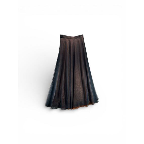 Adrianna Papell Tulle Maxi Skirt Copper Black Evening Goth Formal Size 8 - Picture 2 of 15